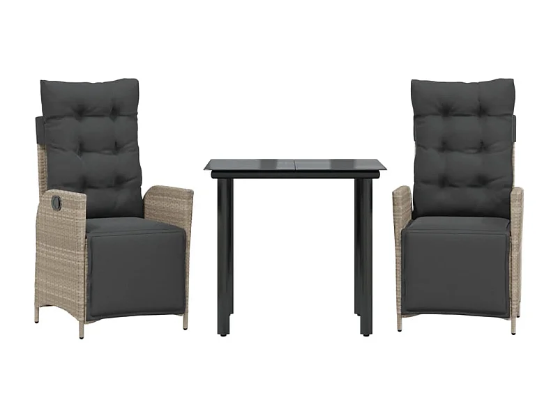 Sadie Claire  Set comedor de jardín 3 pzas cojines ratán sintético gris claro