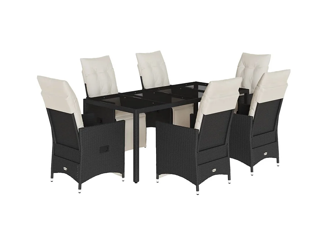 Essex  7-delige Tuinset met kussens poly rattan zwart