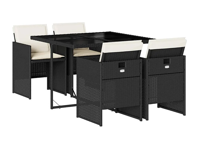 Jesse  Ensemble à manger de jardin coussins 5pcs Noir Résine tressée