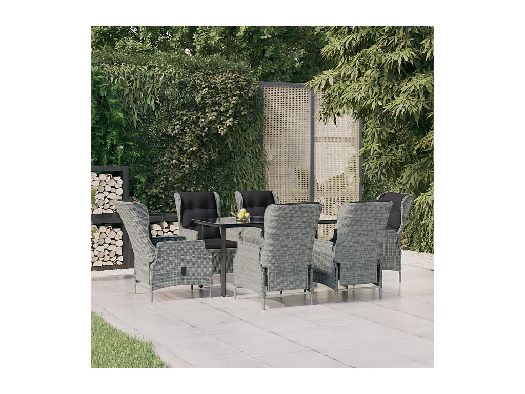 Santa Rosa  Ensemble à manger de jardin 7 pcs Gris clair Résine tressée