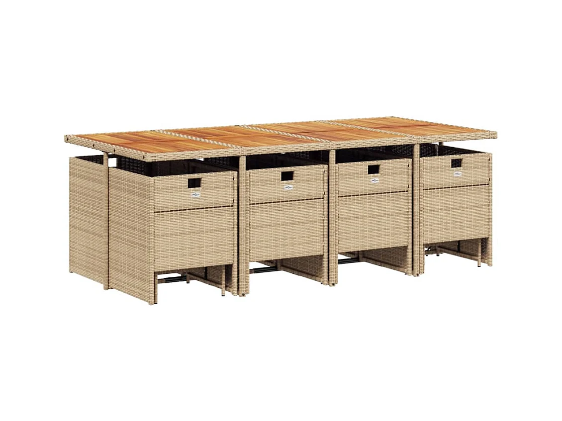 Bonno  13-delige Tuinset met kussens poly rattan beige