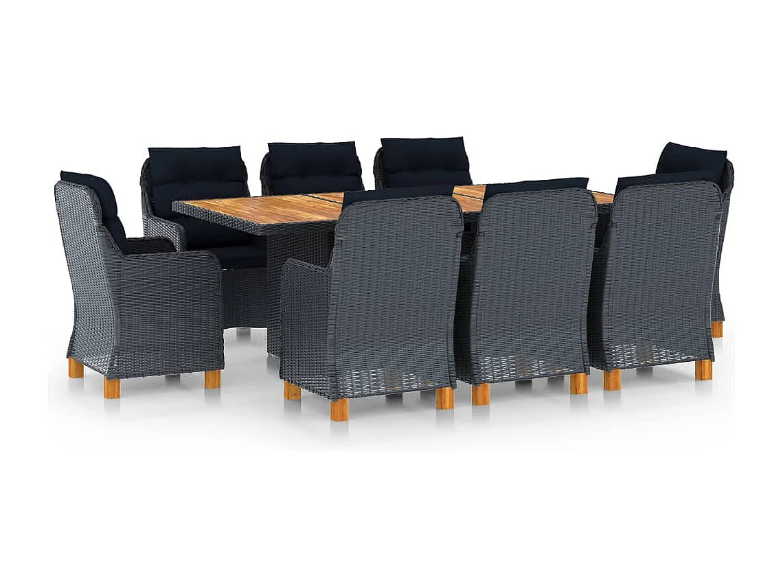 Horsham  9-delige Tuinset met kussens poly rattan donkergrijs