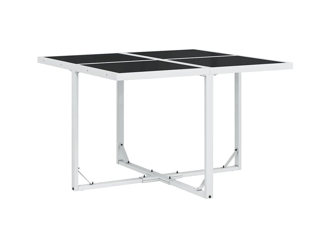 Williamstown  Ensemble à manger de jardin avec coussins 9 pcs blanc textilène