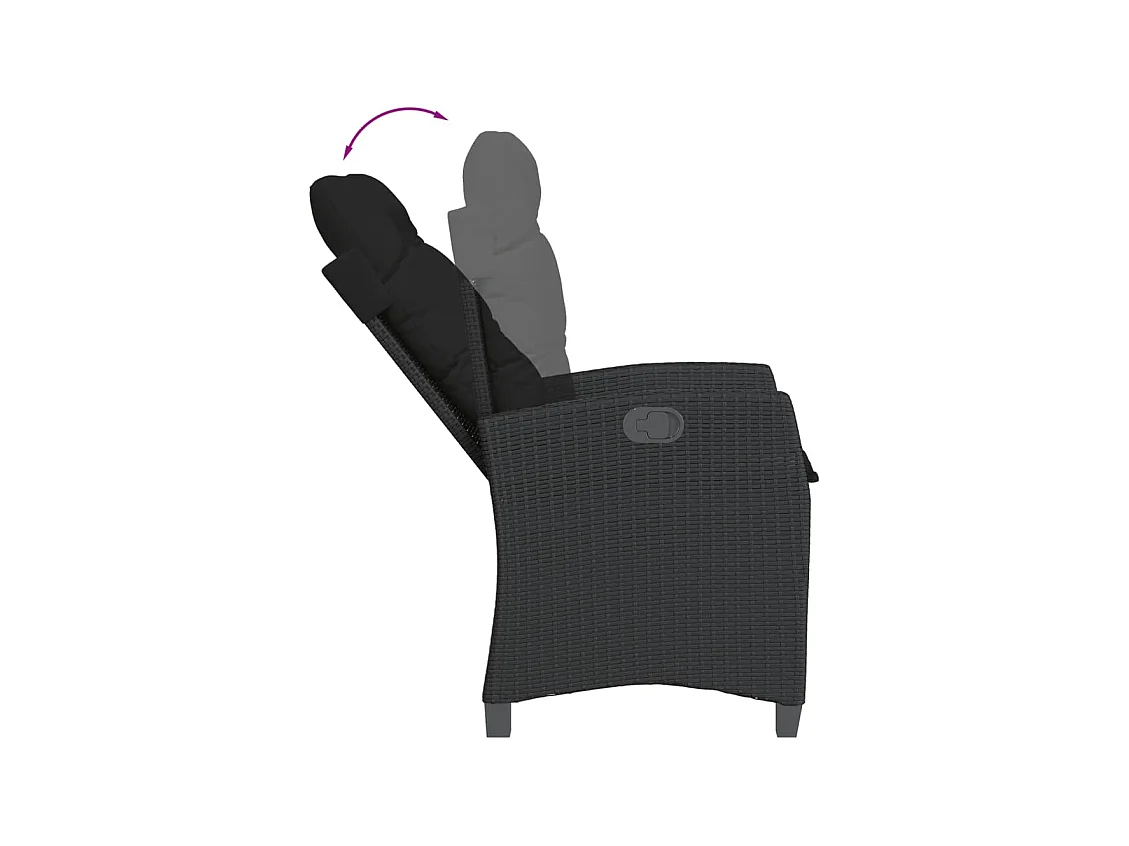 Derravon  Ensemble à manger de jardin coussins 5pcs Noir Résine tressée