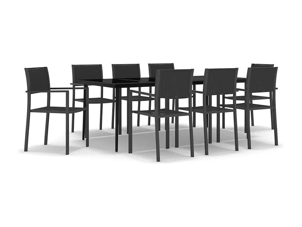 Vejby  Juego de comedor para jardín 9 piezas negro