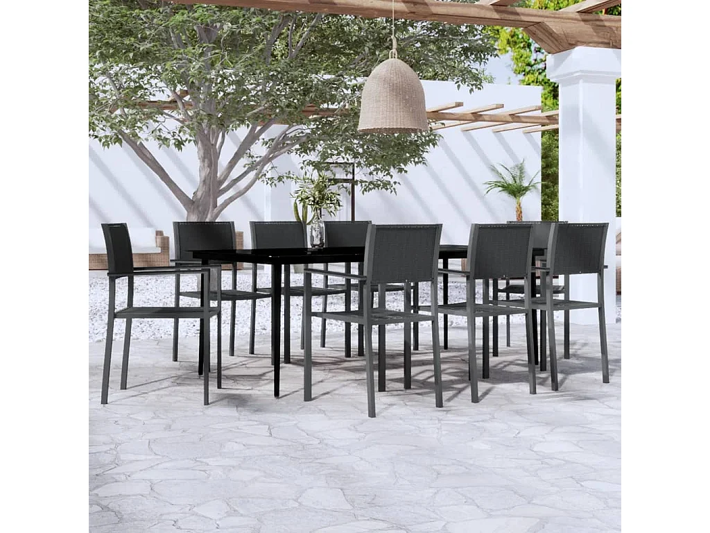 Vejby  Juego de comedor para jardín 9 piezas negro
