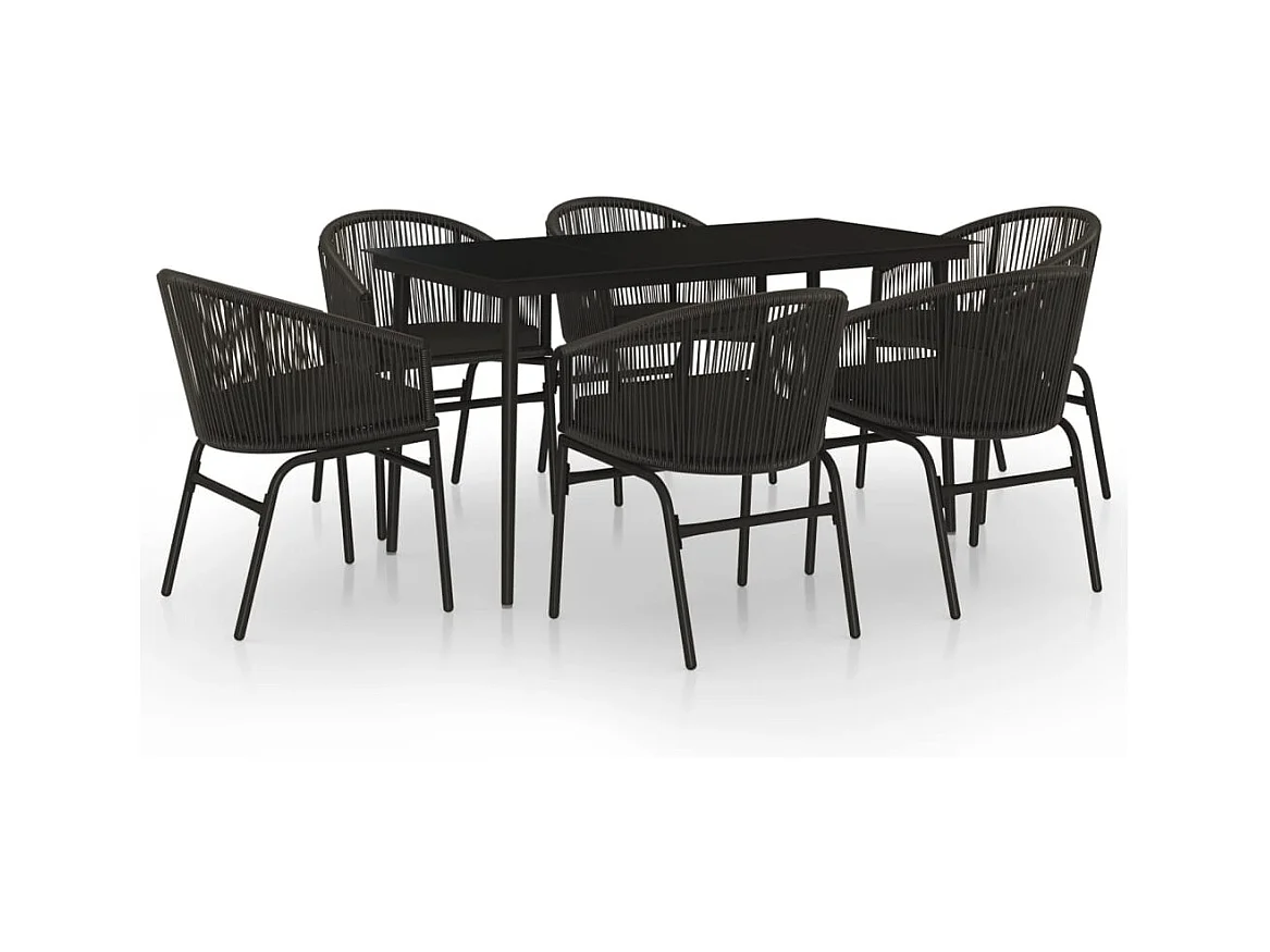 Belric  Ensemble à manger de jardin 7 pcs Noir