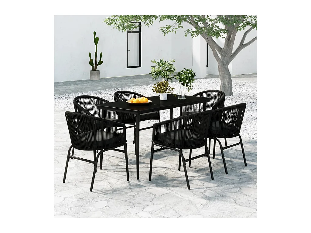 Belric  Ensemble à manger de jardin 7 pcs Noir