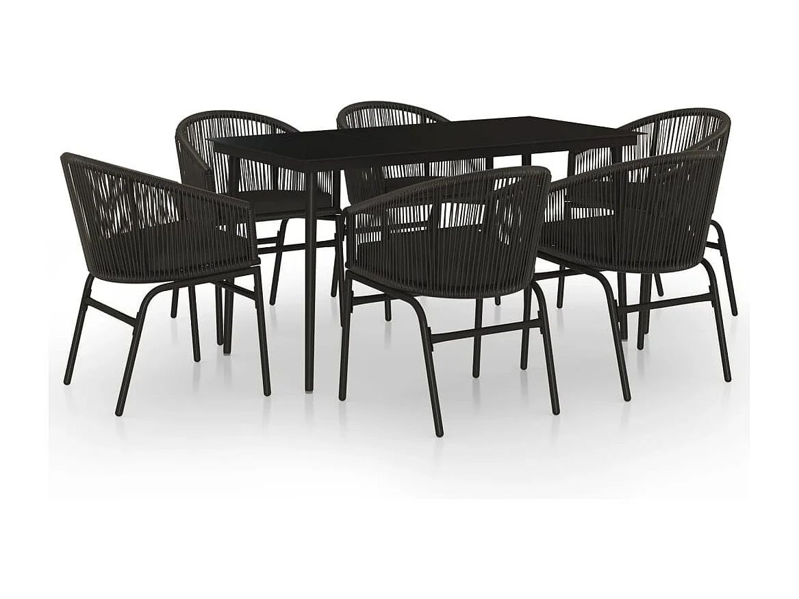 Belric  Ensemble à manger de jardin 7 pcs Noir
