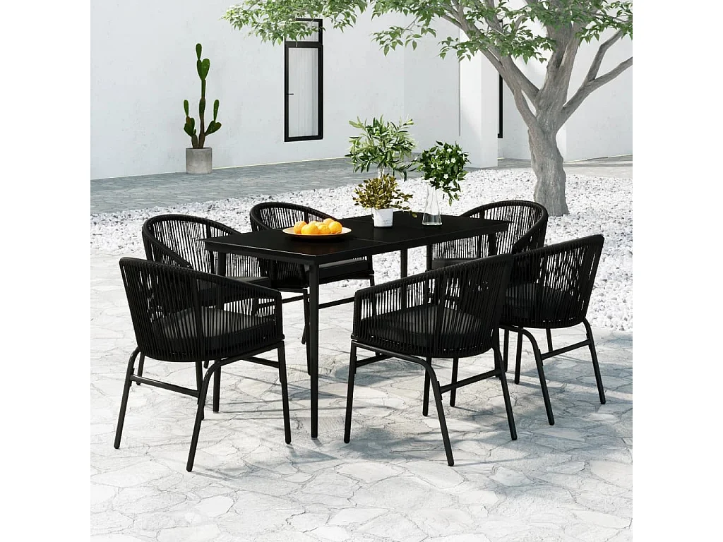 Belric  Ensemble à manger de jardin 7 pcs Noir
