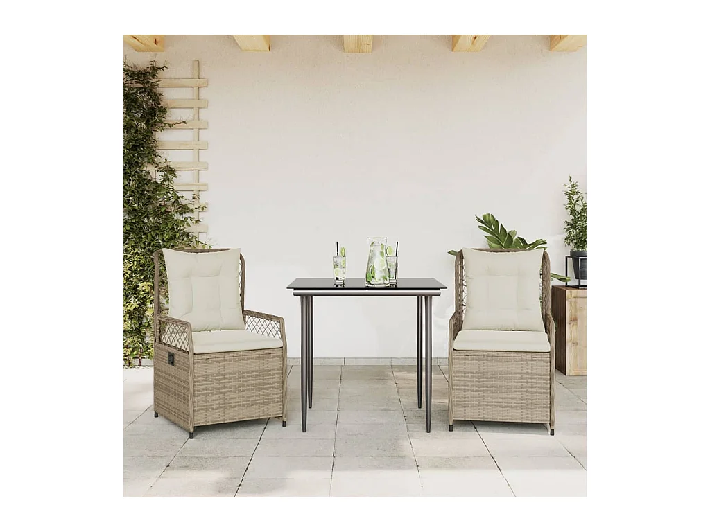 Zalan  3-delige Tuinset met kussens poly rattan beige
