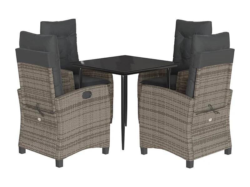 Christophe-Louis  Set comedor de jardín 5 piezas con cojines ratán sintético gris