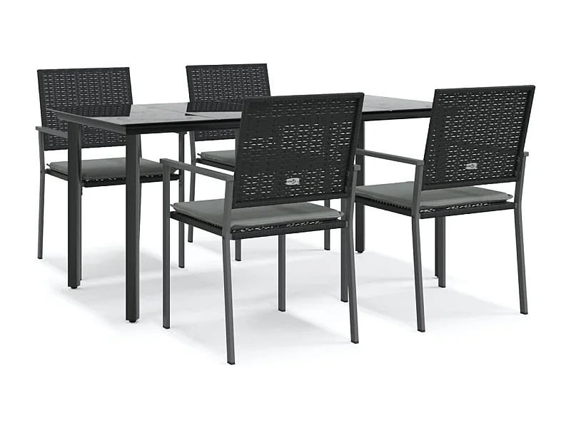 Timothy Scott  Ensemble à manger de jardin 5 pcs coussins résine tressée acier