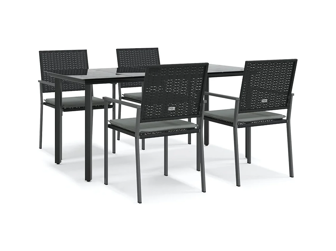 Timothy Scott  Ensemble à manger de jardin 5 pcs coussins résine tressée acier