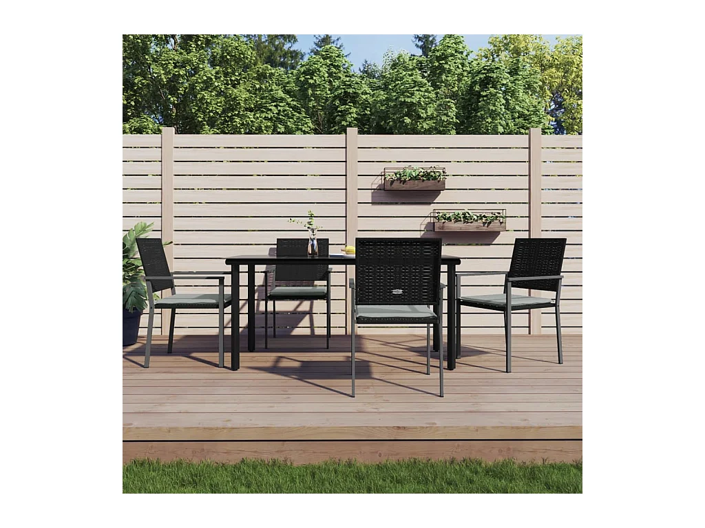 Timothy Scott  Ensemble à manger de jardin 5 pcs coussins résine tressée acier