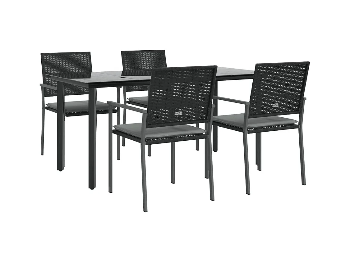 Timothy Scott  Ensemble à manger de jardin 5 pcs coussins résine tressée acier