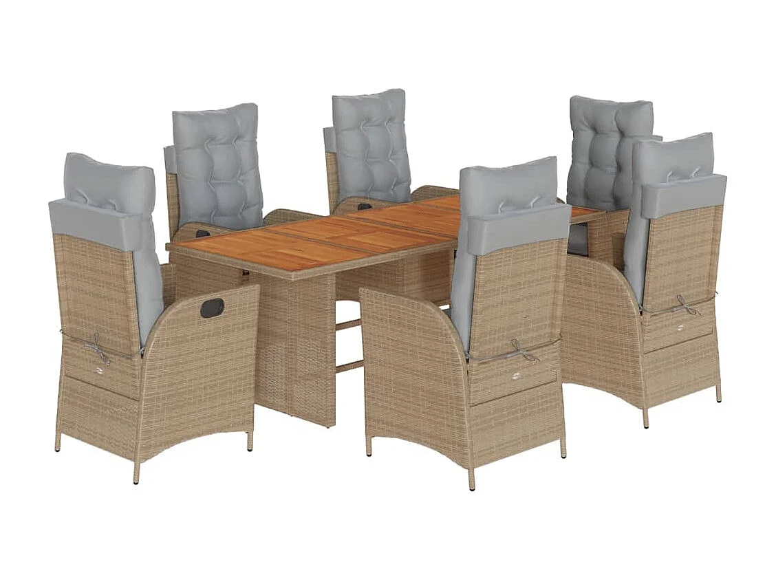 La Palma  7-delige Tuinset met kussens poly rattan gemengd beige