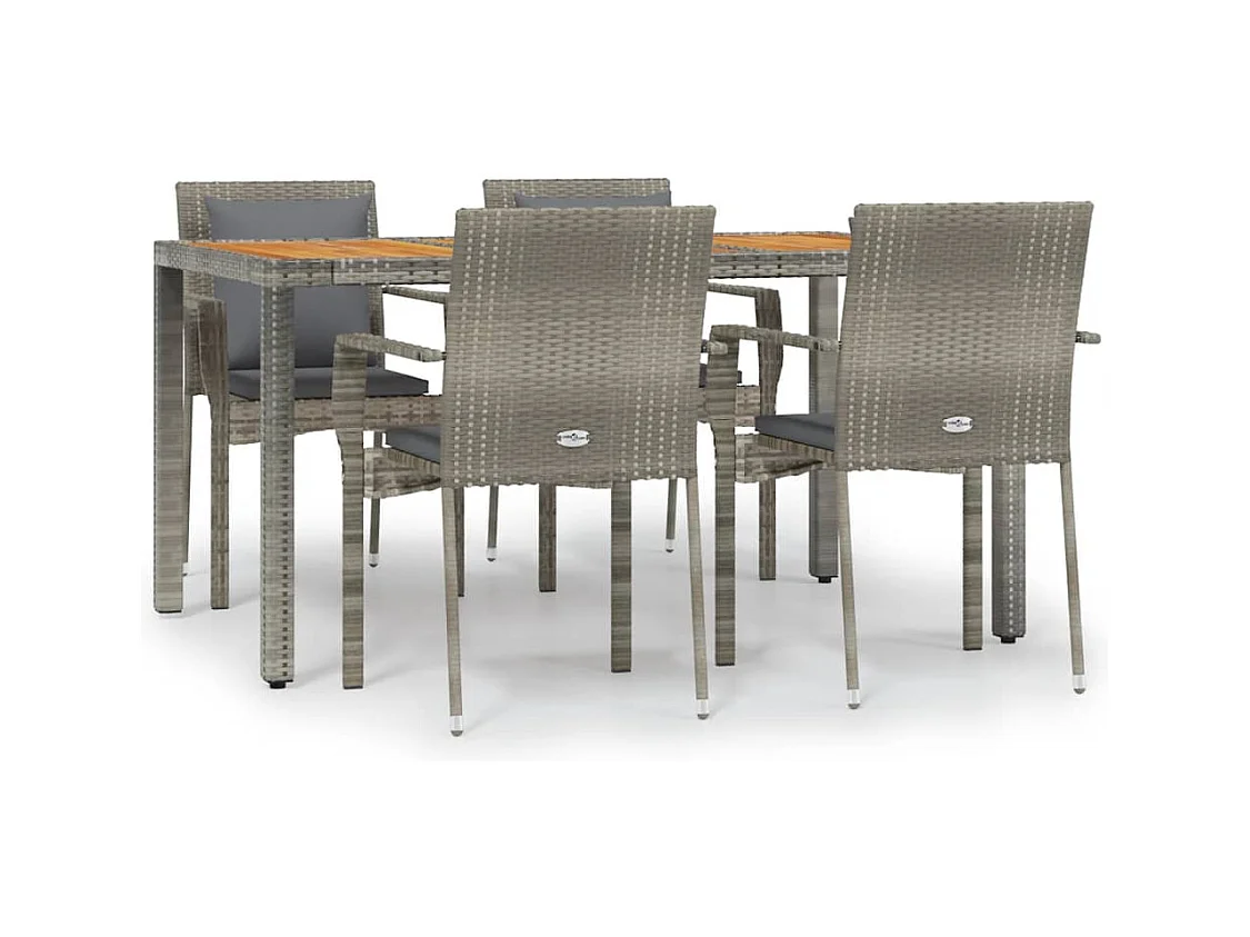 Van Buren  5-delige Tuinset met kussens poly rattan grijs