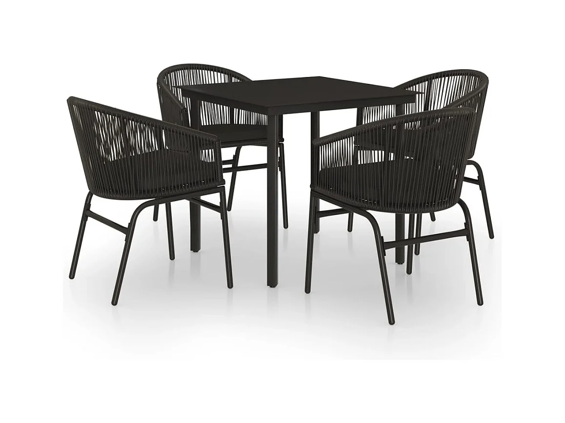 Florentin  Ensemble à manger de jardin 5 pcs Noir