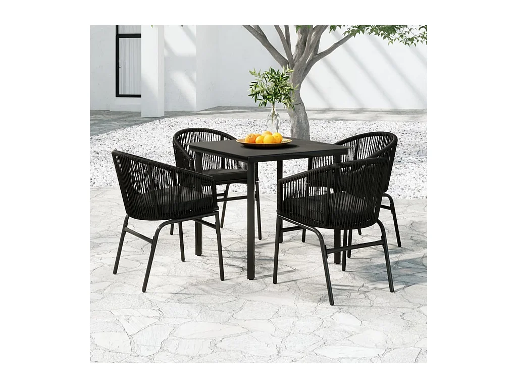 Florentin  Ensemble à manger de jardin 5 pcs Noir