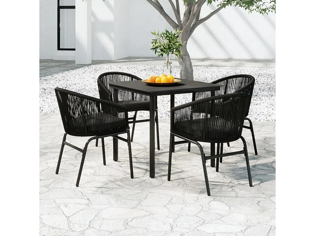 Florentin  Ensemble à manger de jardin 5 pcs Noir