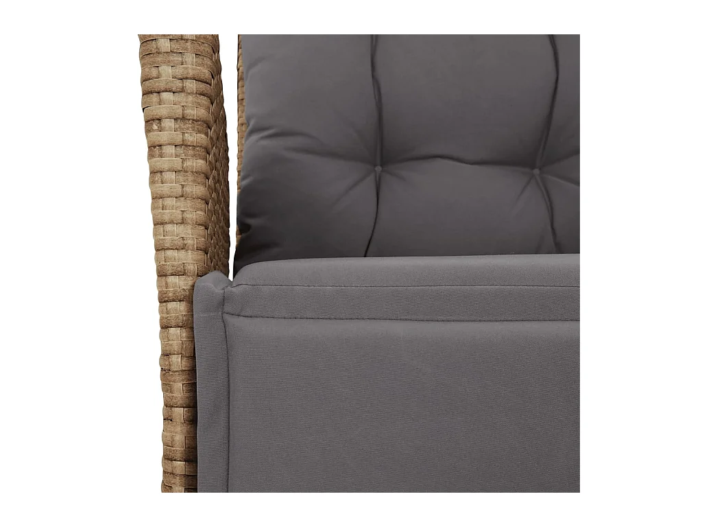 Arde  Ensemble à manger de jardin et coussins 3 pcs Beige poly rotin