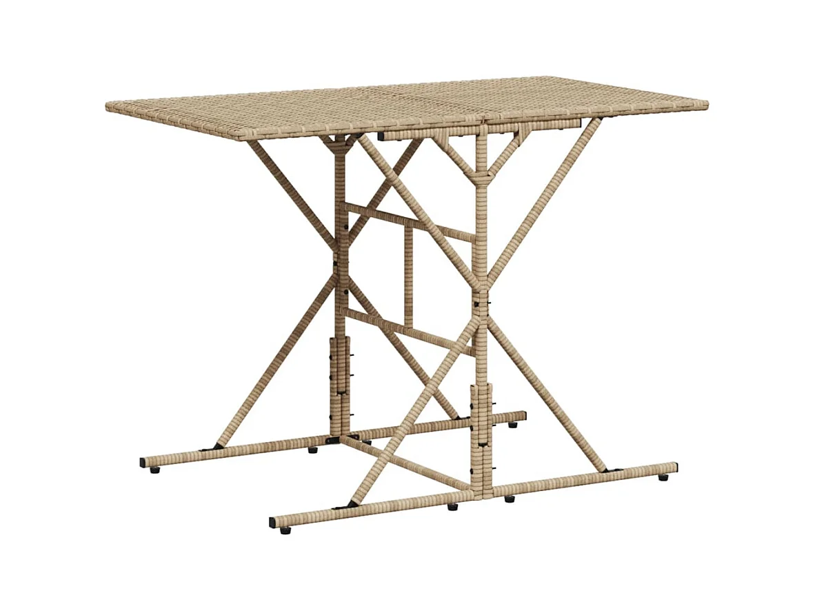 Cille  Ensemble à manger de jardin et coussins 7 pcs beige poly rotin