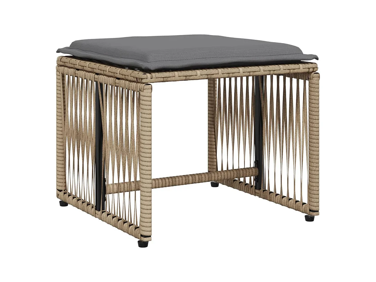 Cille  Ensemble à manger de jardin et coussins 7 pcs beige poly rotin