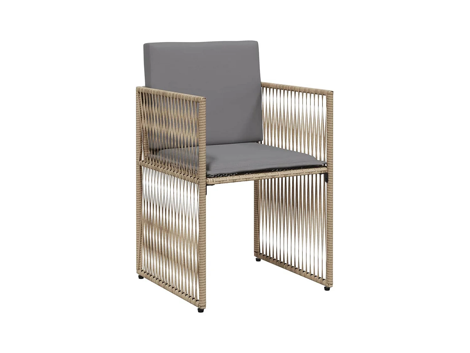 Cille  Ensemble à manger de jardin et coussins 7 pcs beige poly rotin