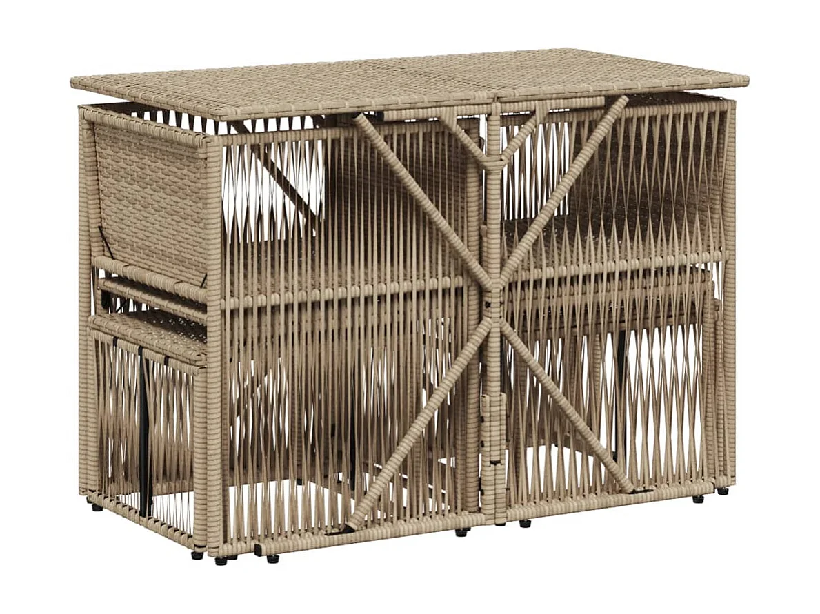 Cille  Ensemble à manger de jardin et coussins 7 pcs beige poly rotin