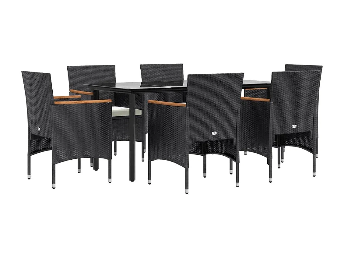 Union  Ensemble à manger de jardin avec coussins 7 pcs Noir