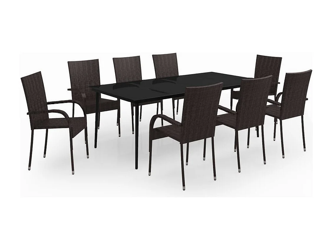 Boiling Springs  Ensemble à manger de jardin 9 pcs Marron et noir