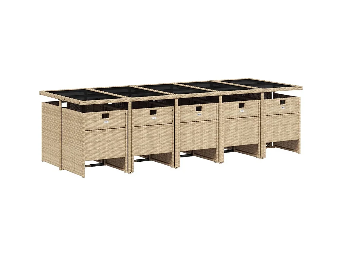 Ljungby  Ensemble à manger de jardin et coussins 11 pcs mélange beige