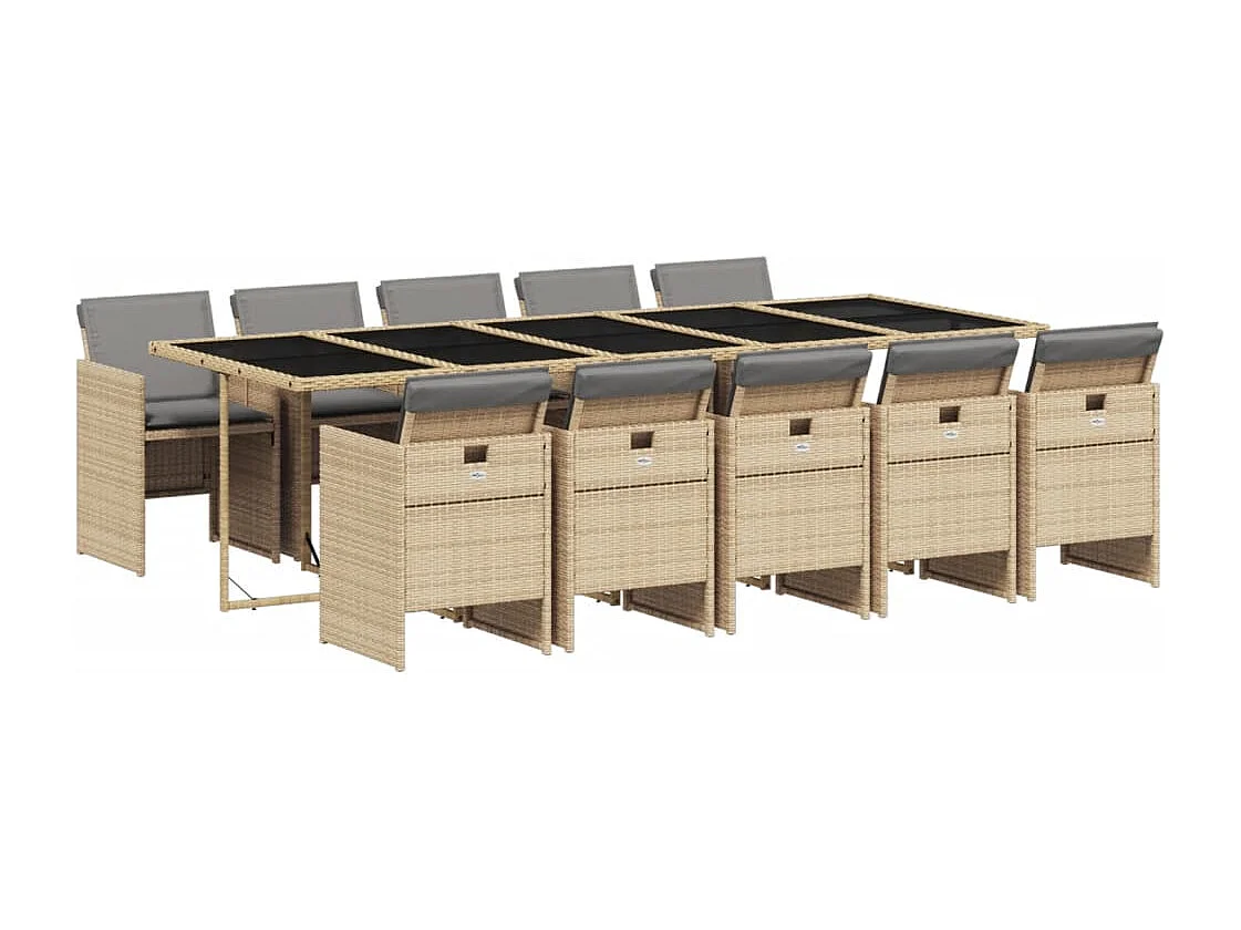 Ljungby  11-delige Tuinset met kussens poly rattan gemengd beige