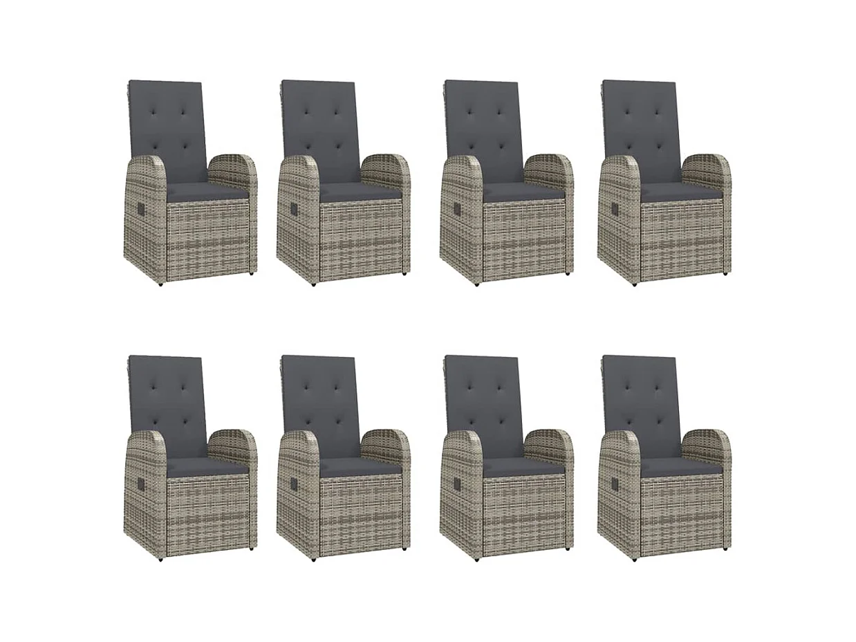 Ringsted  Ensemble à manger de jardin 9 pcs coussins gris résine tressée