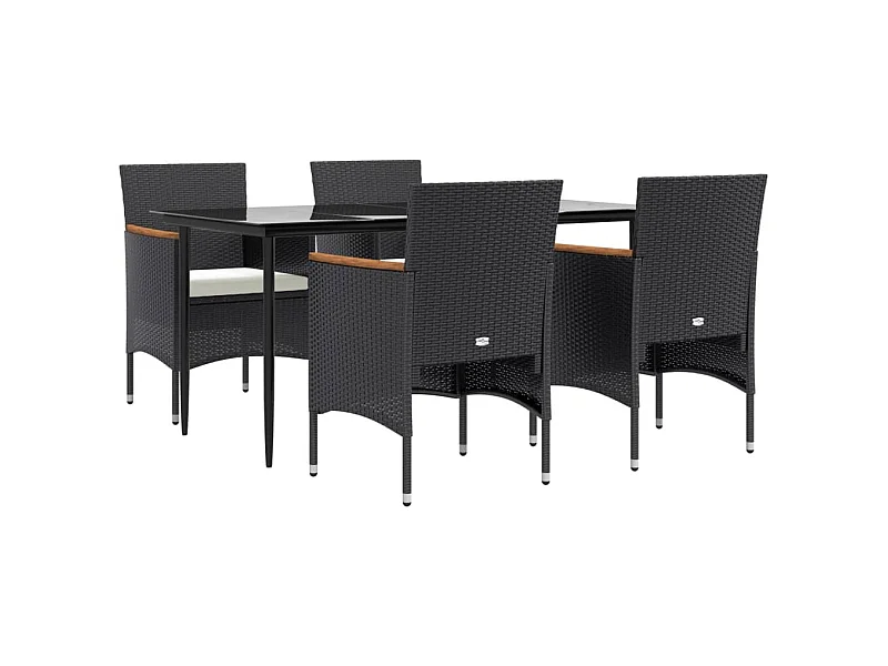 Frynjal  Ensemble à manger de jardin avec coussins 5 pcs Noir