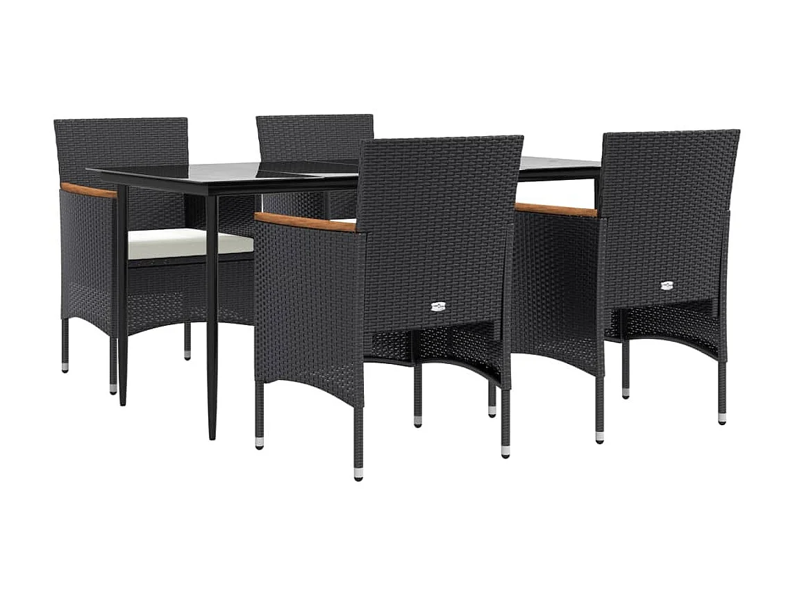 Frynjal  Ensemble à manger de jardin avec coussins 5 pcs Noir