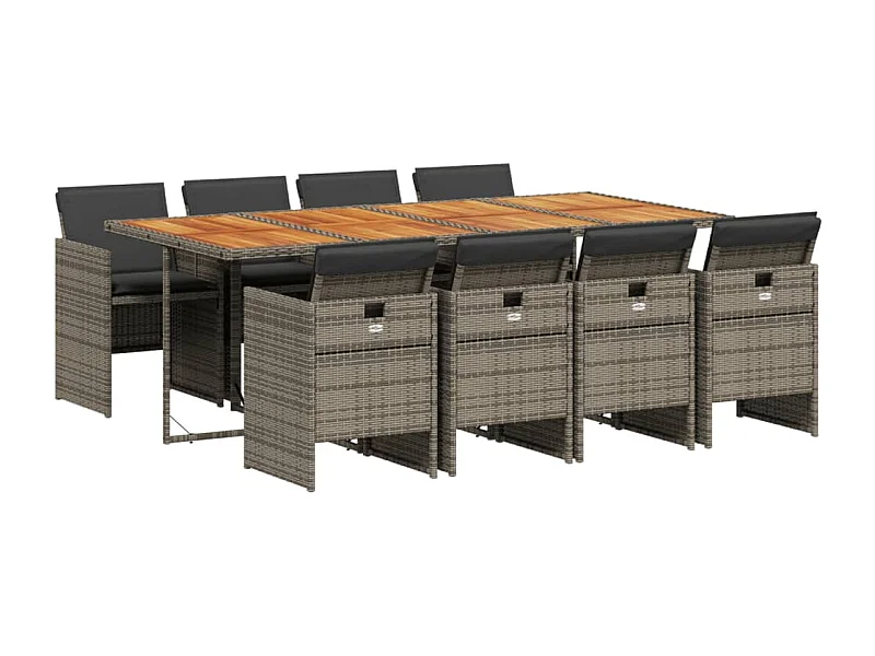 Ljungby  9-delige Tuinset met kussens poly rattan grijs