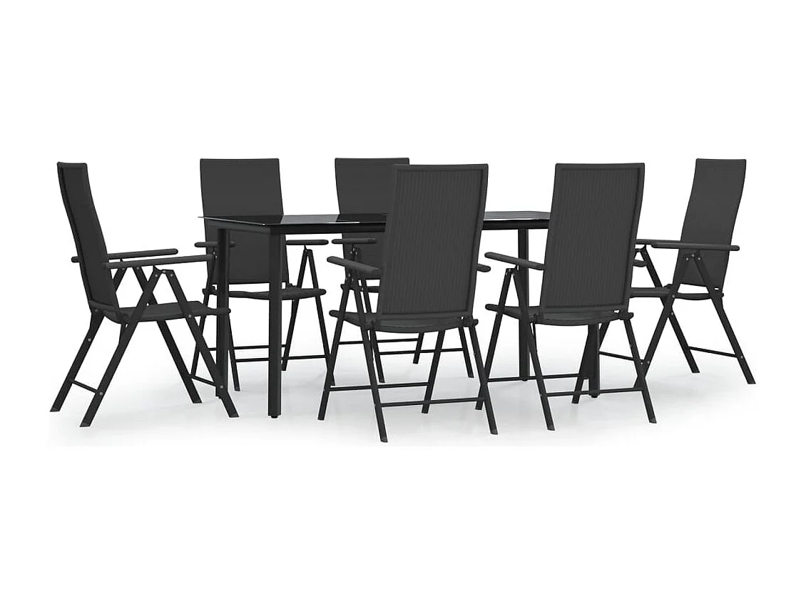 Sondrio  Ensemble à manger de jardin 7 pcs Noir Résine tressée