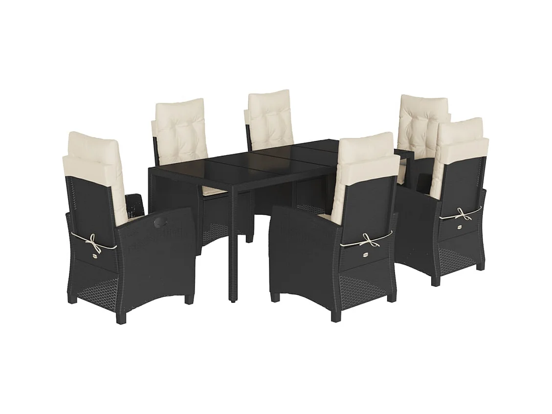 Great Bend  7-delige Tuinset met kussens poly rattan zwart