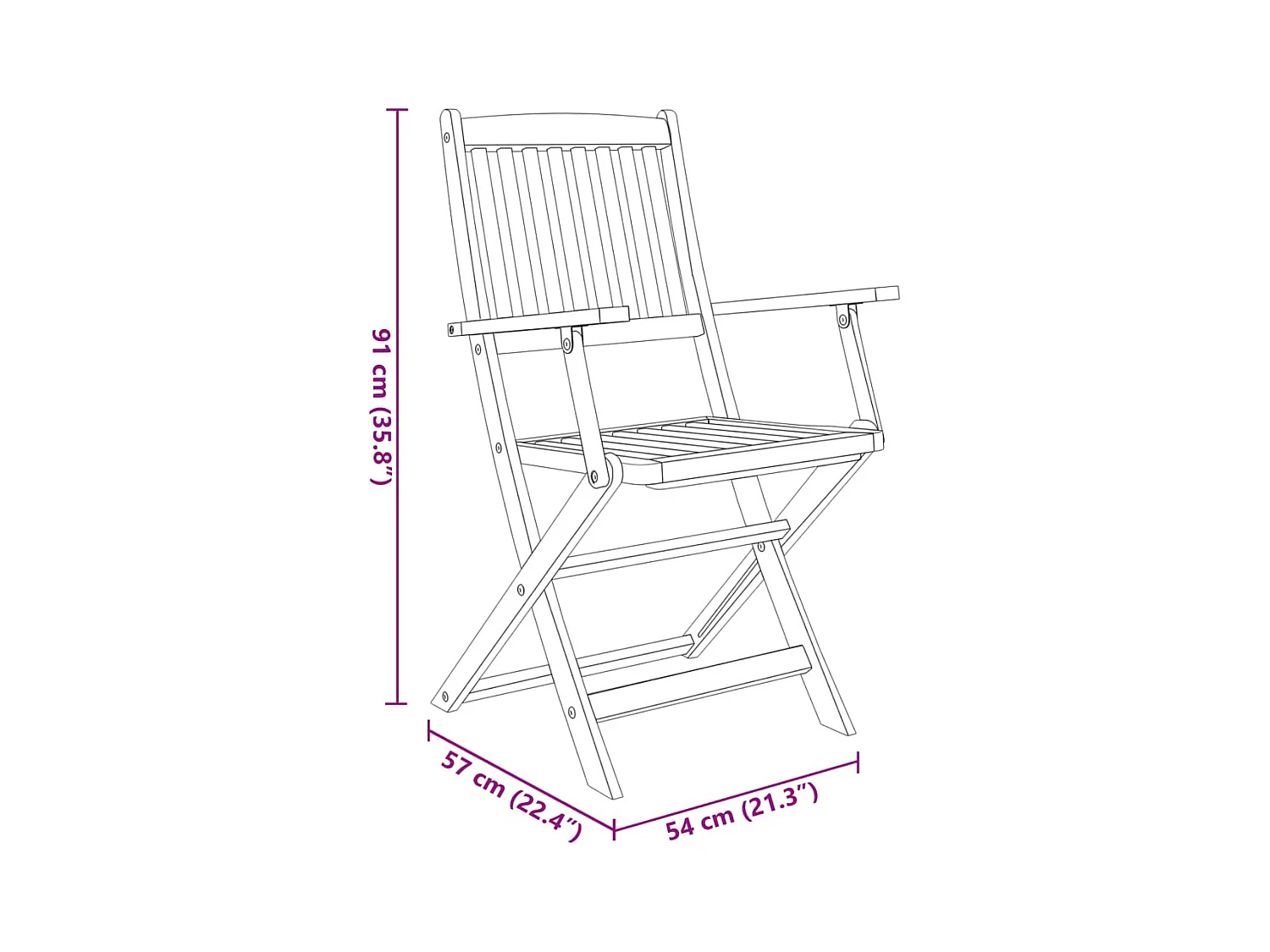 Elviira  Ensemble à manger d'extérieur pliable 7pcs Bois d'acacia solide