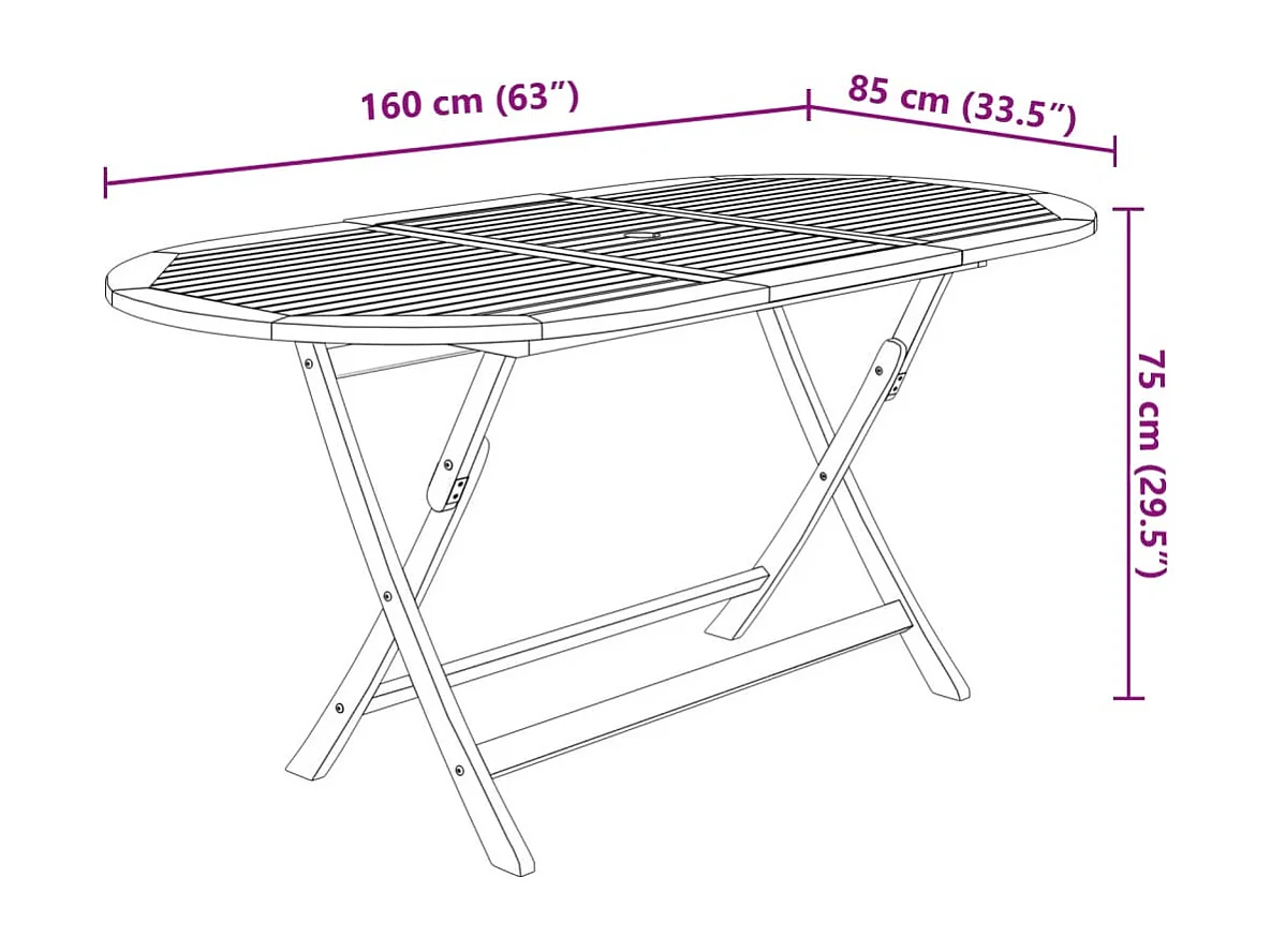 Elviira  Ensemble à manger d'extérieur pliable 7pcs Bois d'acacia solide