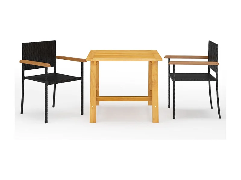 Garden Furniture -  Juego de comedor para jardín 3 piezas negro