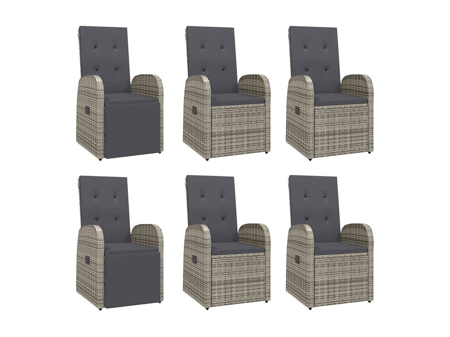 Prolenta Premium -  7-delige Tuinset met kussens poly rattan grijs