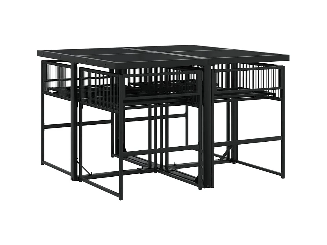 Zerdan  5-delige Tuinset poly rattan zwart