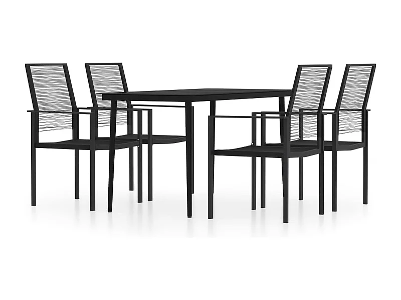 Lucie-Rose  Ensemble à manger de jardin 5 pcs Noir