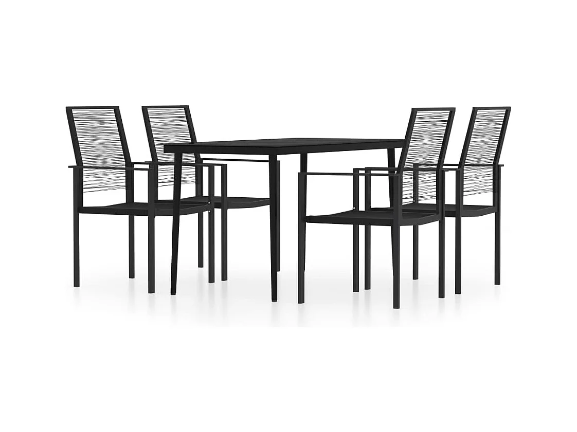 Lucie-Rose  Ensemble à manger de jardin 5 pcs Noir