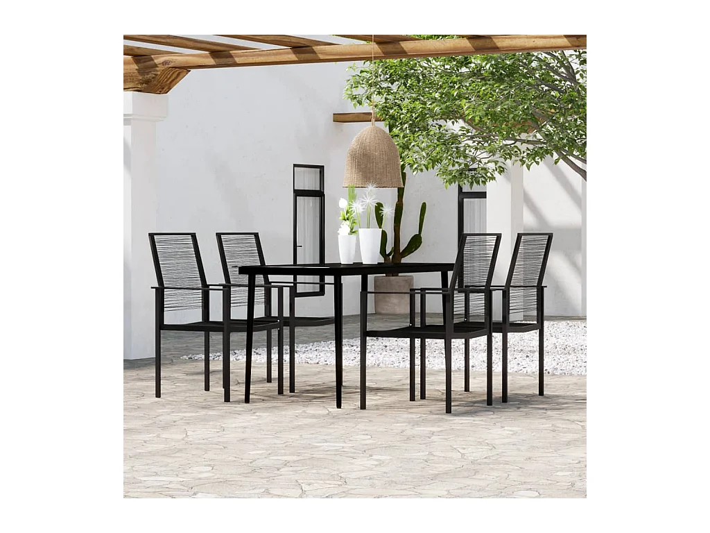 Lucie-Rose  Ensemble à manger de jardin 5 pcs Noir