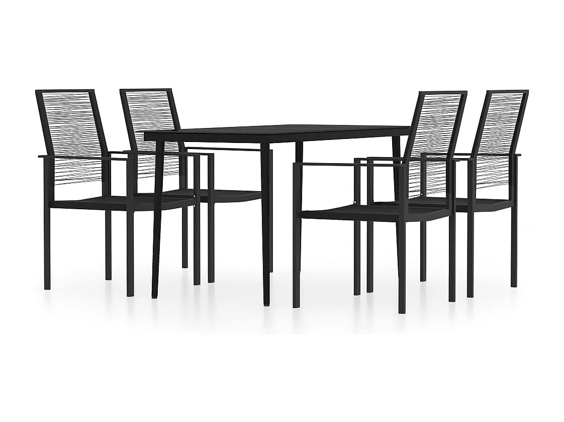 Lucie-Rose  Ensemble à manger de jardin 5 pcs Noir