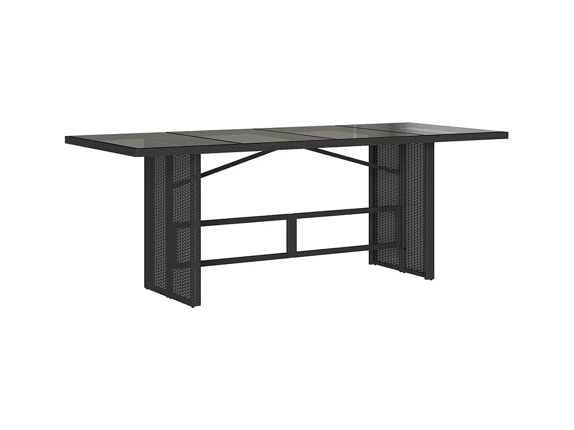 Thomian  Ensemble à manger de jardin coussins 7pcs Noir Résine tressée